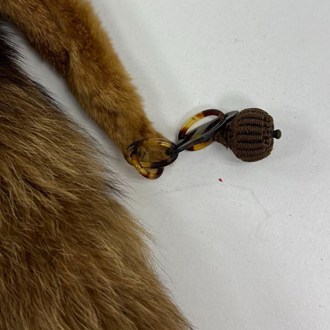 Vintage 50s Real Mink Fur Stole Full Pelt Taxidermy Wrap Scarf with Clip
