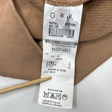 N°21 Tan Embroidered Logo Bell Sleeve Sweatshirt Pullover Women's Size 38