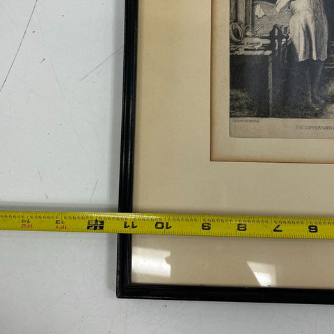 Antique C.H. Waters Pencil Signed Etching "The Coppersmith" After E.M. Ward