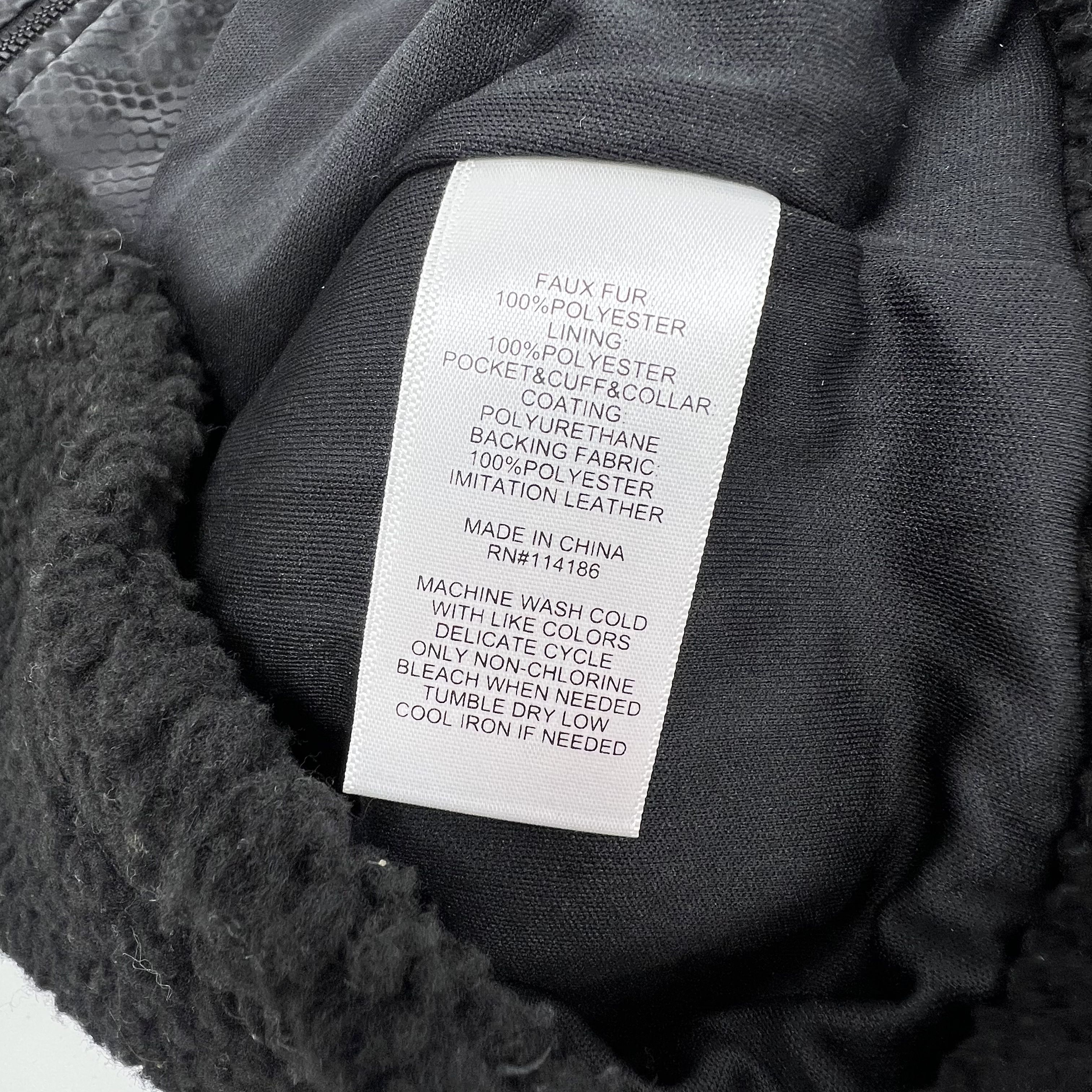Juicy by Juicy Couture Sherpa Teddy Jacket Faux Snakeskin Full Zip Black XS