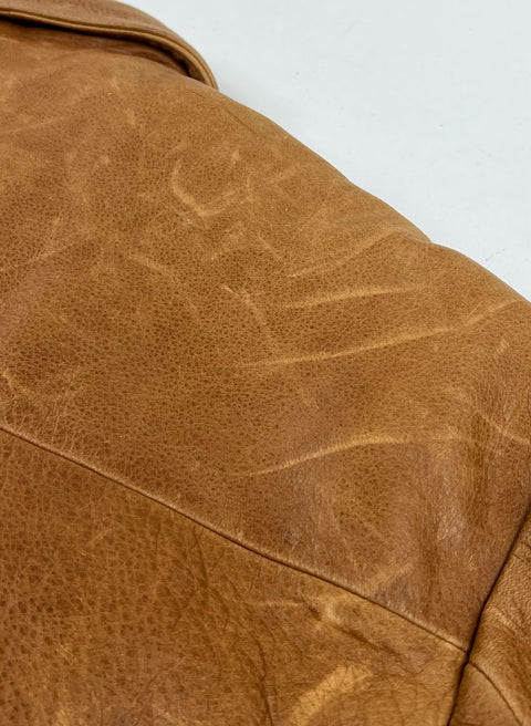 M Julian Wilsons Tan Brown Distressed Leather Thinsulate Lined Jacket Men's L