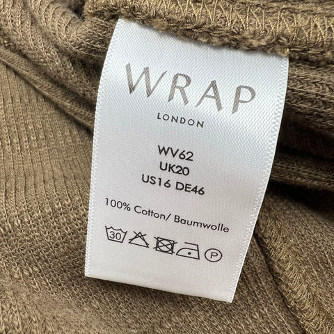 Wrap London Brown Ribbed Cotton Snap Front Jacket Cardigan Women's Size 16