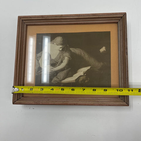 After Pompeo Battoni Print Penitent Magdalene 9x11 Religious Art Vintage Framed
