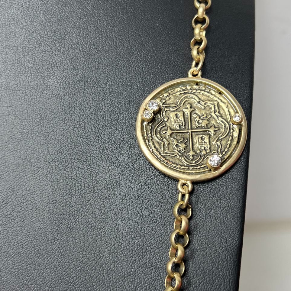 2 Chico's Chain Faux Coin Charm Necklaces