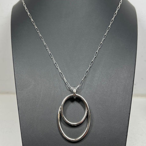 Vince Camuto Silver Tone Oval Pendant Chain Necklace