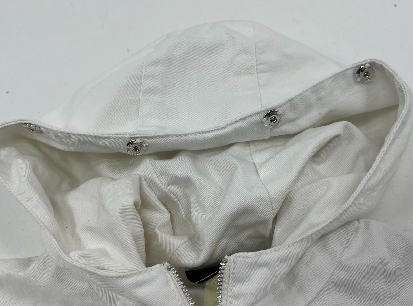 Enerma White Full Zip Hooded Cotton Twill Jacket Men's 22.5" Chest