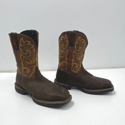 Rocky Long Range RWST1867C Steel Toe Western Work Boots Brown Orange Size 11 M