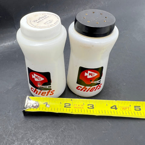 Vintage Durkee Kansas City Chiefs NFL Glass Salt & Pepper Shakers 1960s