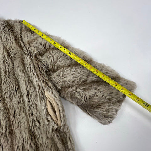 Vintage 80s Blair Gray Taupe Shag Faux Fur Teddy Coat Jacket Women's
