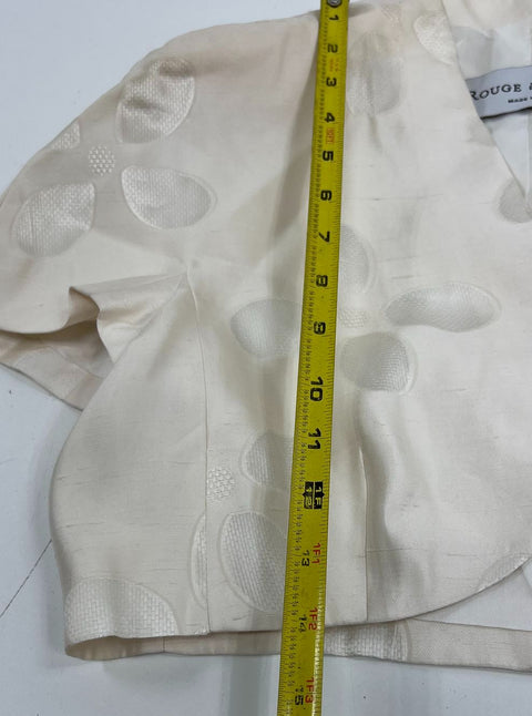 Rouge à Levres Vintage 90s Cream Jacquard Cropped Bolero Jacket Women's 10 NWT