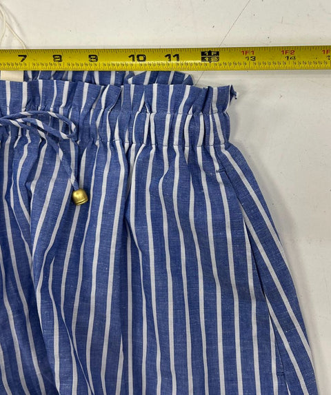 Kivari NWT Elara Ocean Stripe Cotton Linen Paperbag Shorts Women's S/8