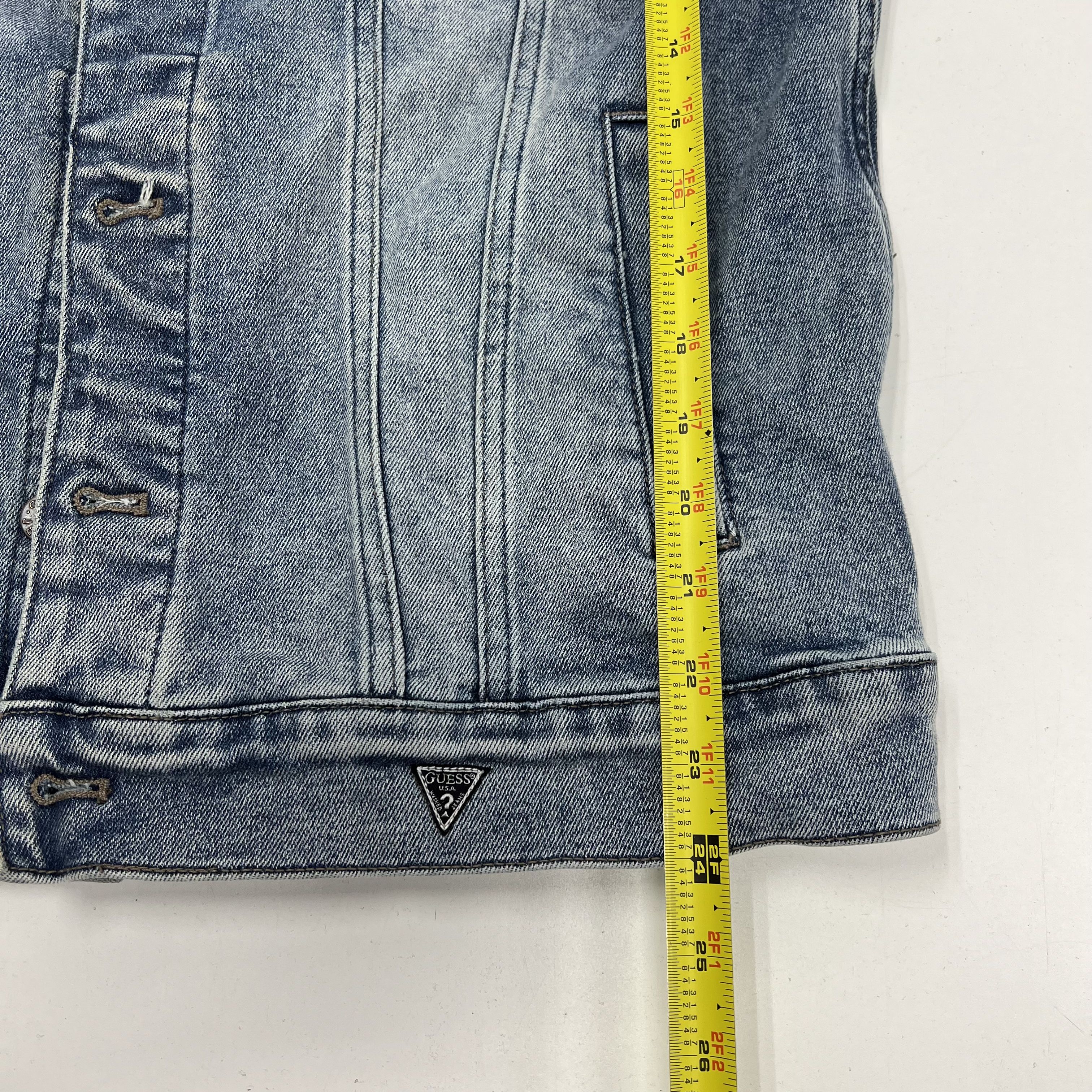 Guess Light Blue Acid Wash Trucker Cut Off Denim Vest Men's Size L