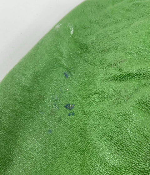 Vintage 90s Tanners Avenue Green Leather Faux Fur Lined Hooded Jacket Sz L