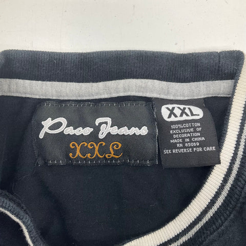 Vintage Y2K Paco Jeans Black Embroidered Dragon Ringer T-Shirt Men's XXL