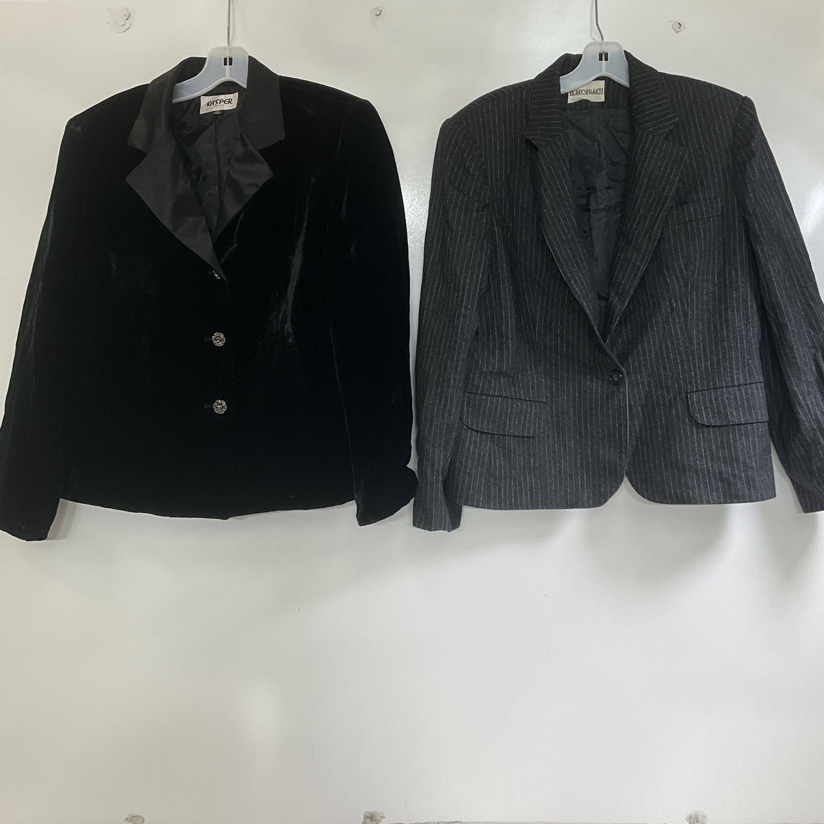 Vintage Lot 2 Women's Skirt Suits Kasper Koret Pinstripe Velvet 80s 90s 14P