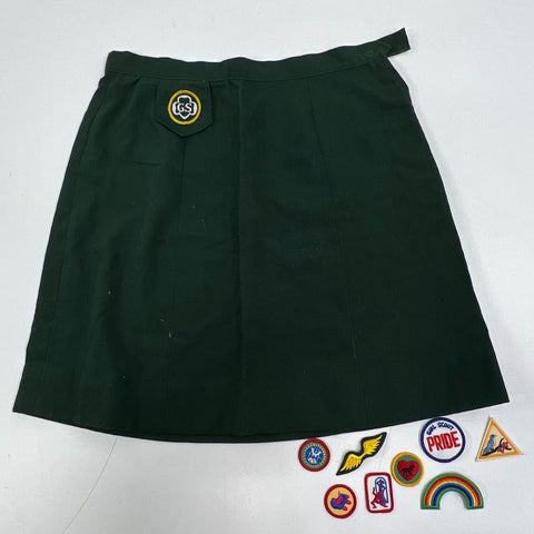 Vintage 70s Girl Scouts Uniform A-Line Skirt & Patch Lot Collectible GS USA