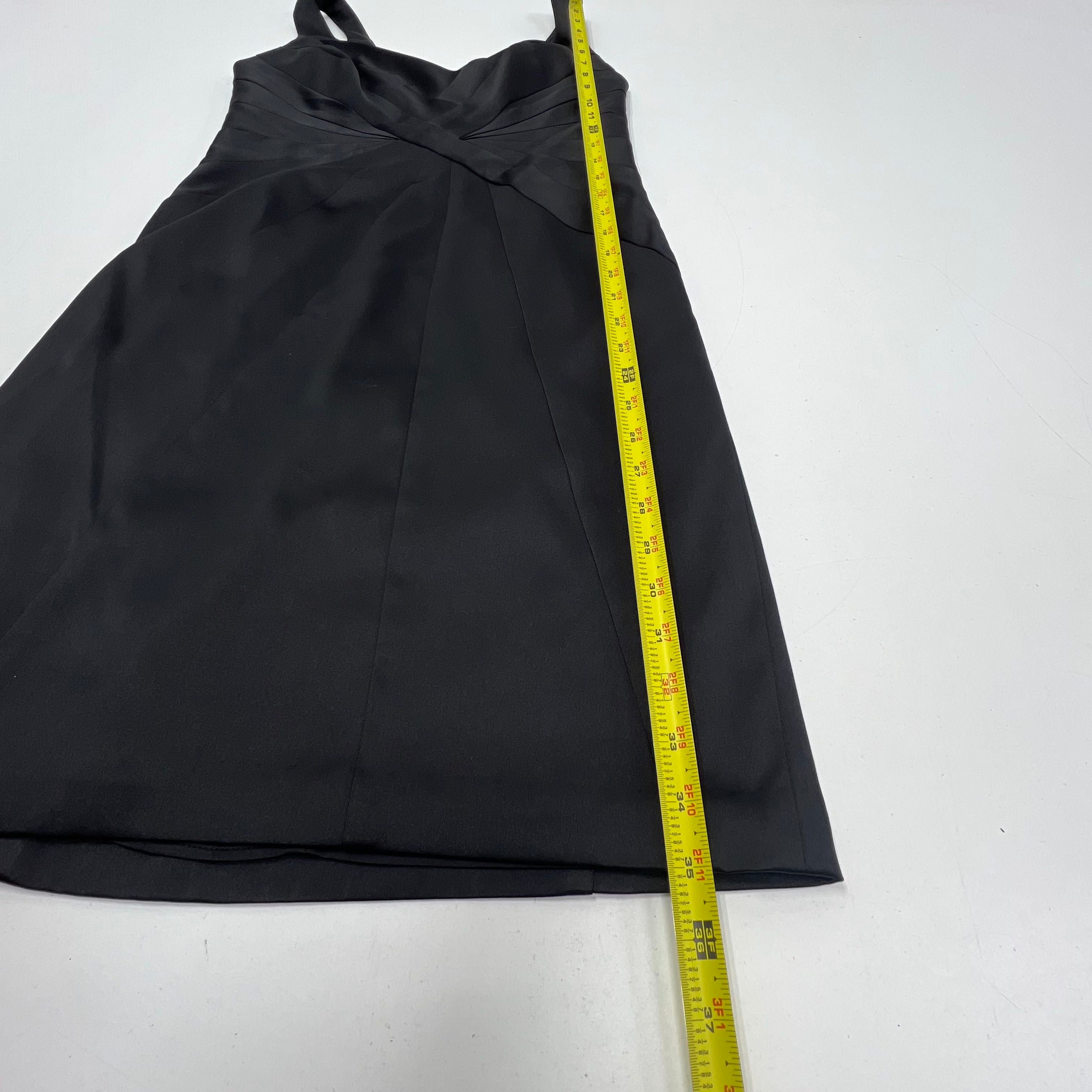 Max and Cleo Black Stretch Satin Twist Front Sheath Cocktail Dress Women's 8 NWT