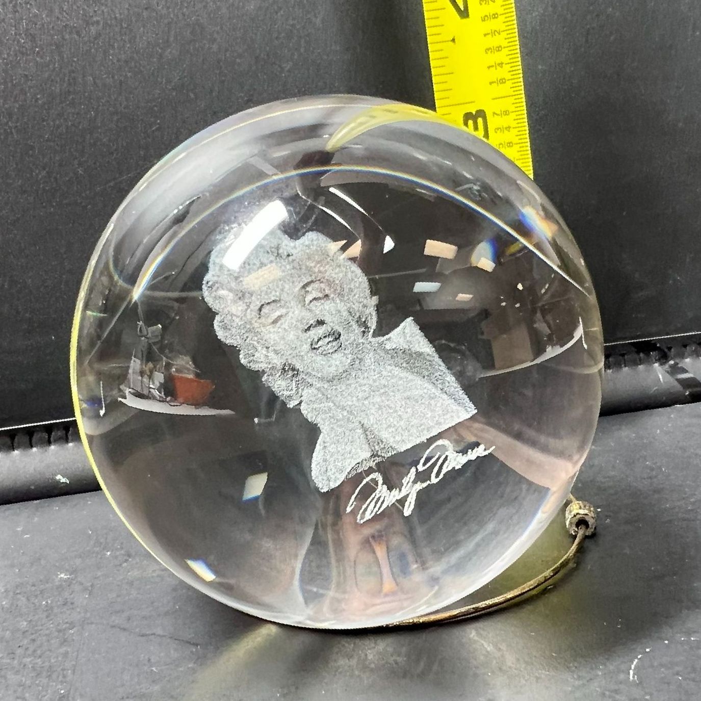 Marilyn Monroe Crystal Sphere 3" 3D Laser Engraved Etched