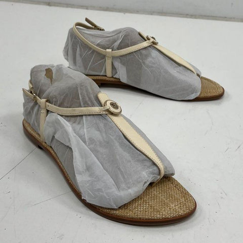 Sam Edelman Gigi Signet Ivory Leather T-Strap Thong Sandals Women's Size 10 M