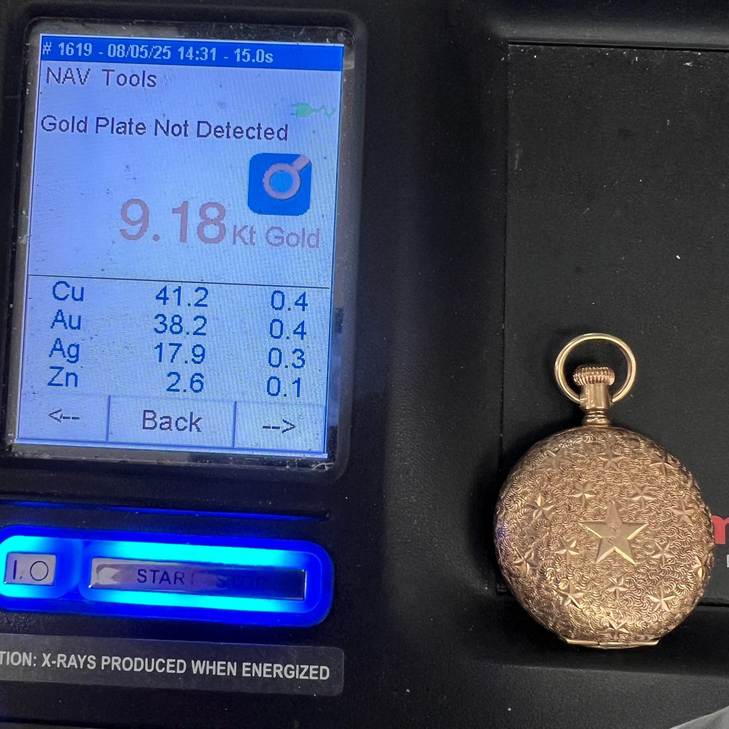 9K Yellow Gold AB Pocket Watch Warranted Case 20.72g