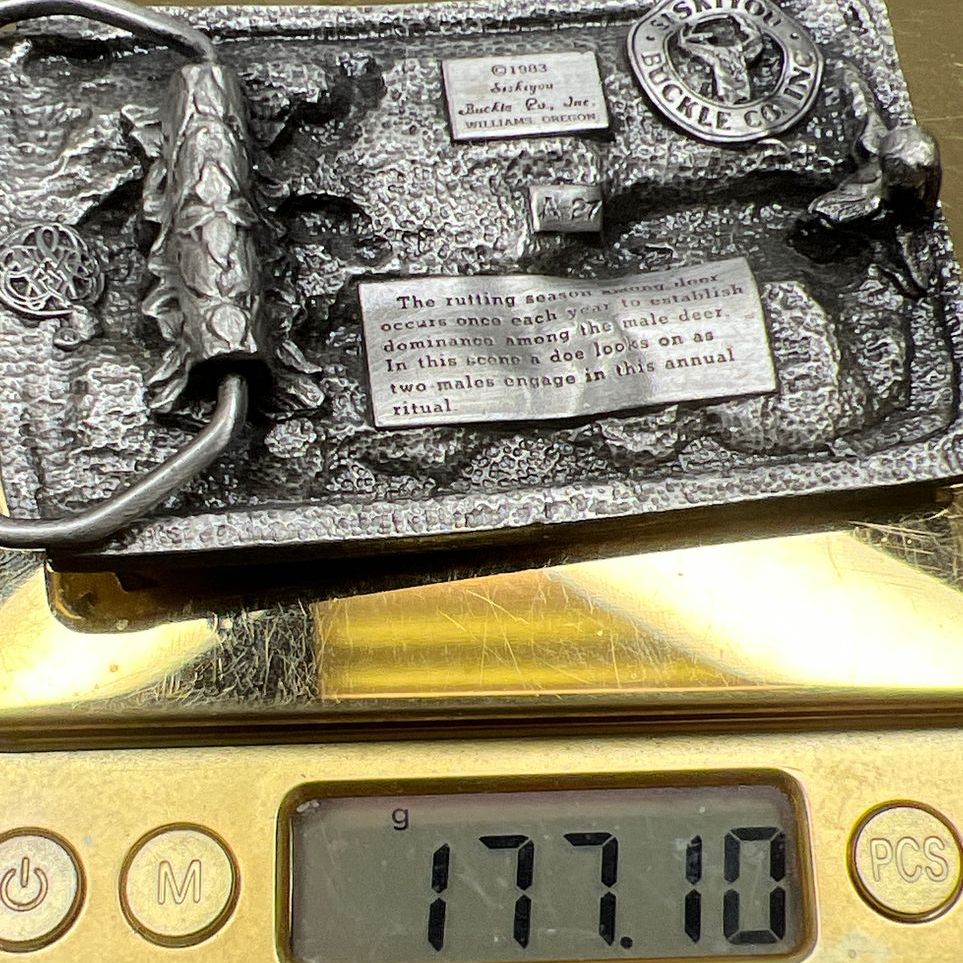 Vintage Siskiyou Deer Rutting Belt Buckle
