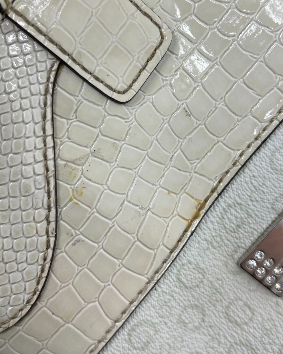 Guess Purse Lot 2 Handbags Blue Tote White Snakeskin Satchel Faux Leather