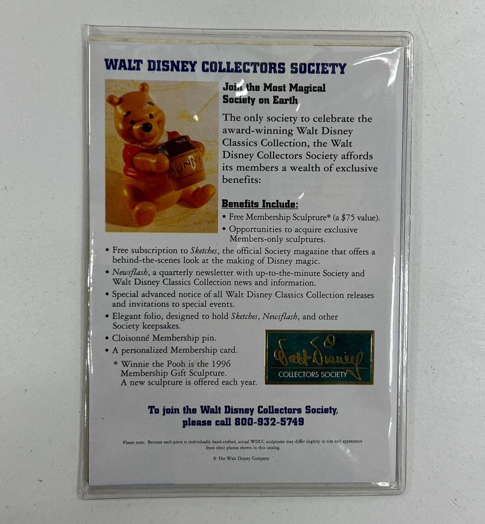 NIOB Disney Winnie The Pooh Figurine '96 Collectors Society Membership Sculpture