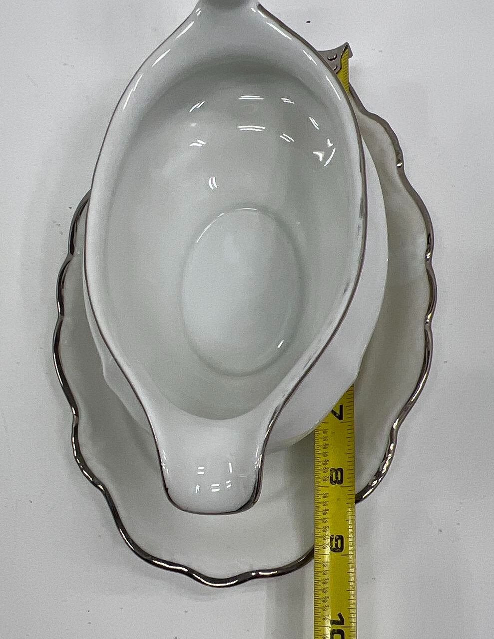 Vintage Johann Haviland Platinum Baroque Serving Platter Gravy Boat Lot 3pc