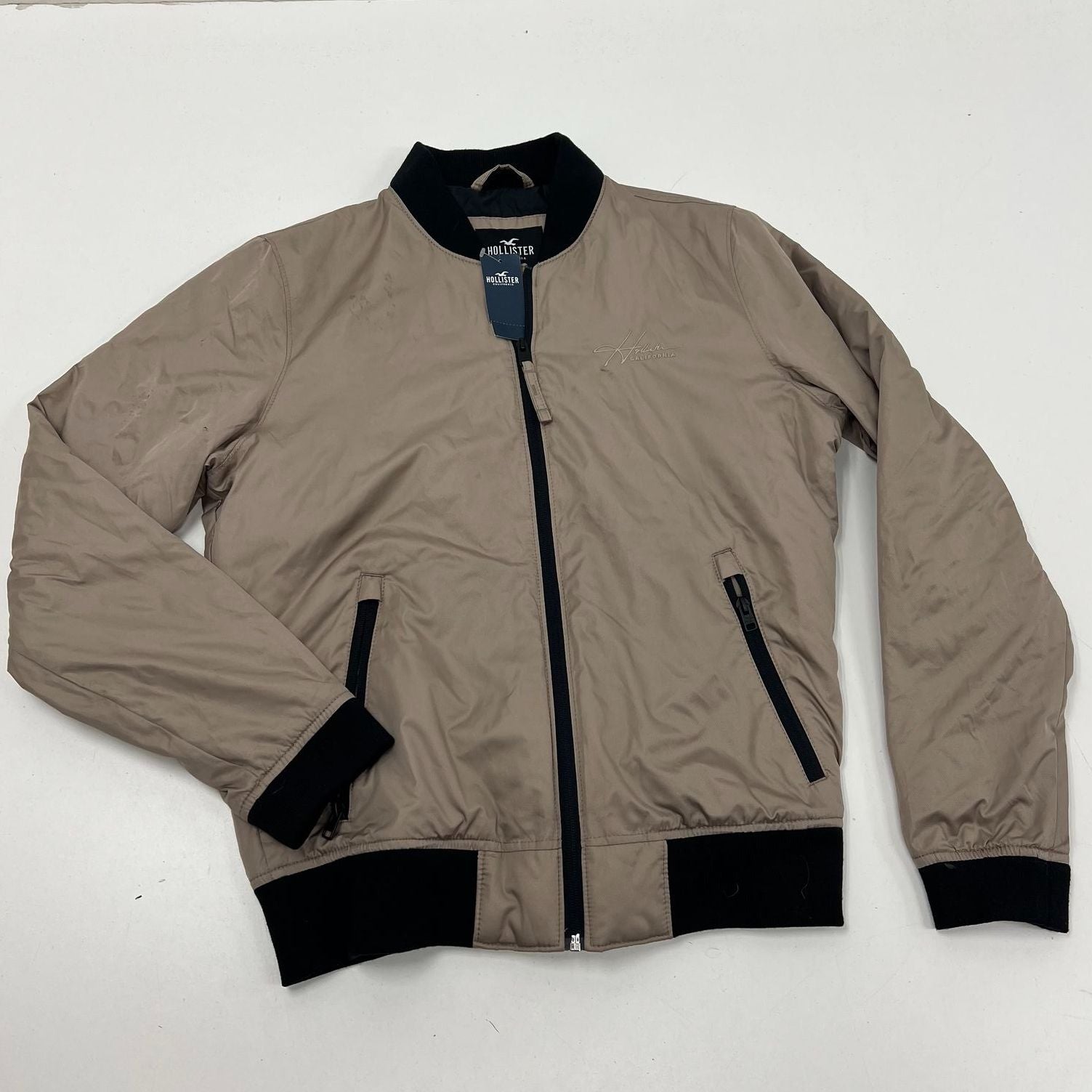 Hollister California Tan Lightweight Full Zip Bomber Jacket Men's S NWT