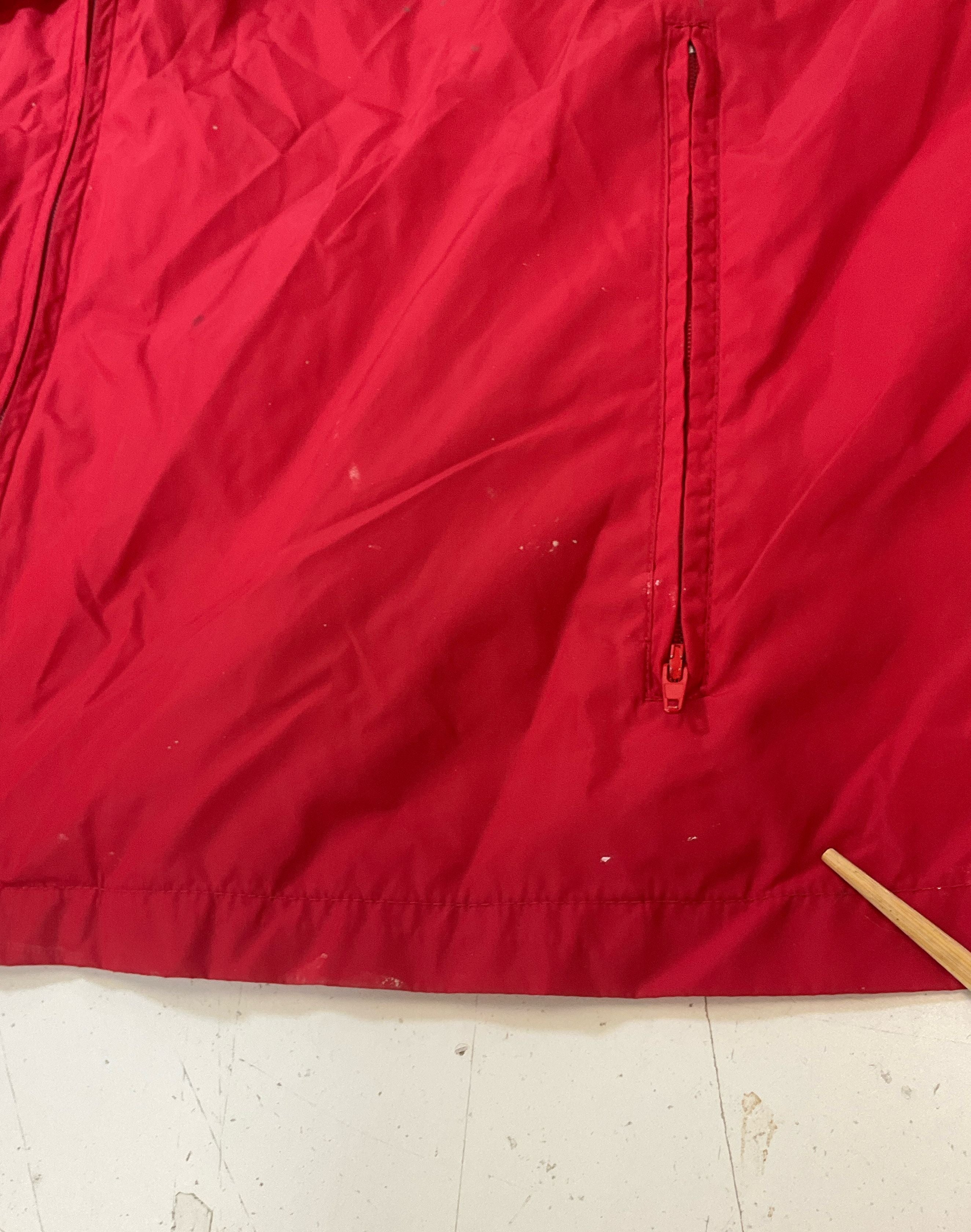 Woolrich Men's Red Teton Windbreaker Jacket Stow-able Hood Size Large Vintage
