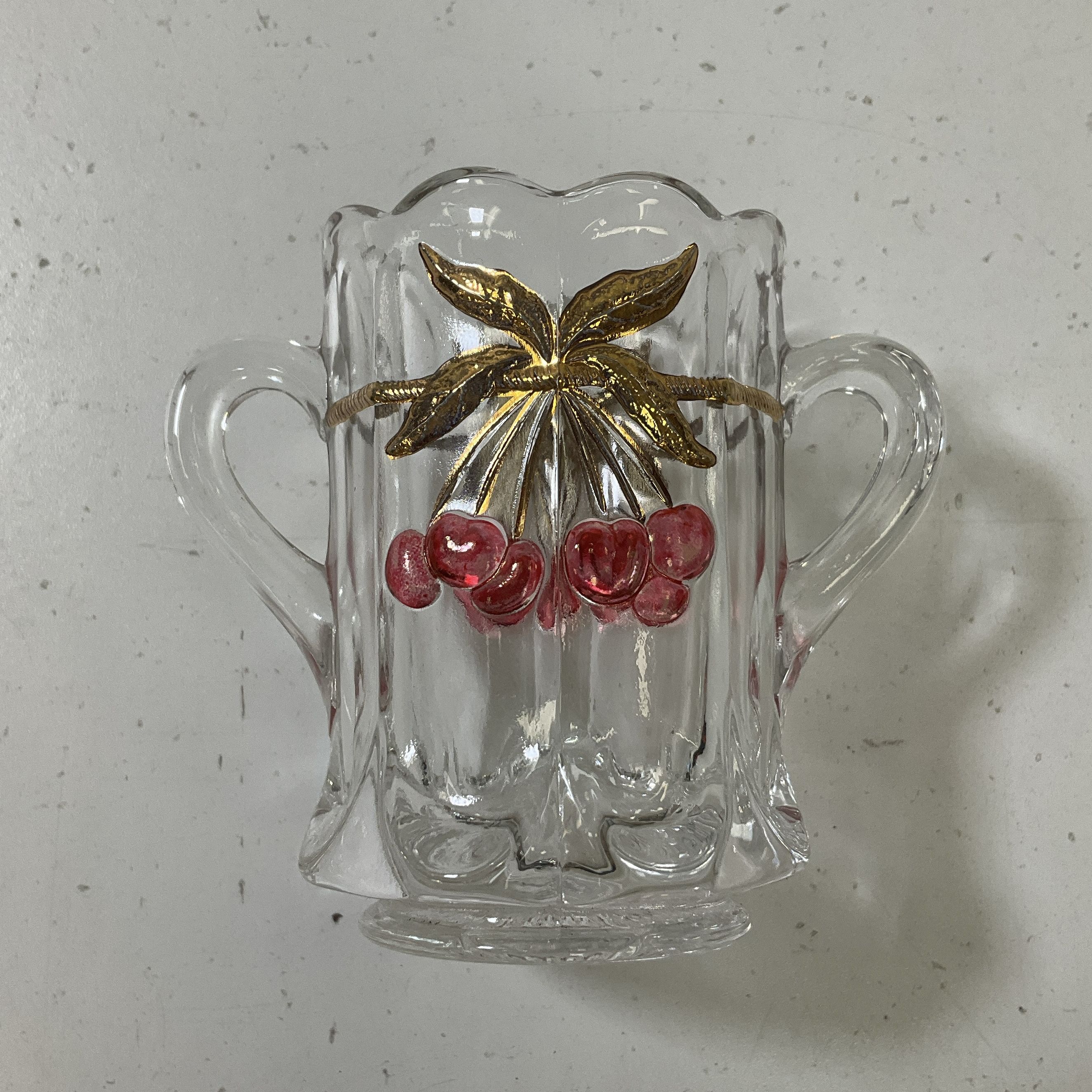 Vintage Northwood Cherry And Cable Clear Ruby Glass Small Mini 3" Open Sugar