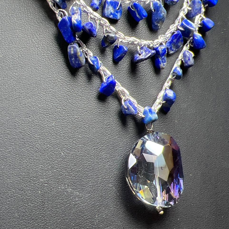 Ale Torres Blue Stone Beaded Necklace & Earrings Set