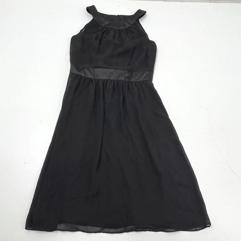 White House Black Market Black Satin Trim Halter Cocktail Dress Women's 4 NWT