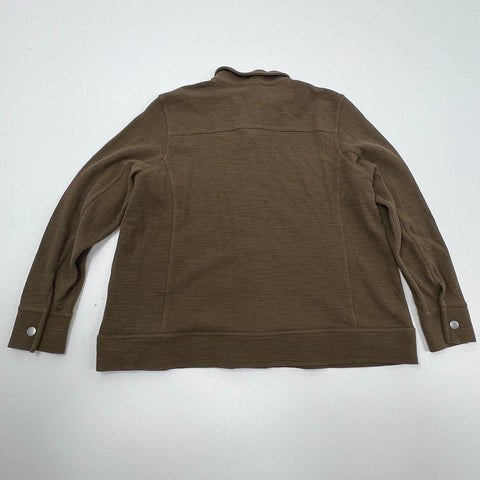 Wrap London Brown Ribbed Cotton Snap Front Jacket Cardigan Women's Size 16