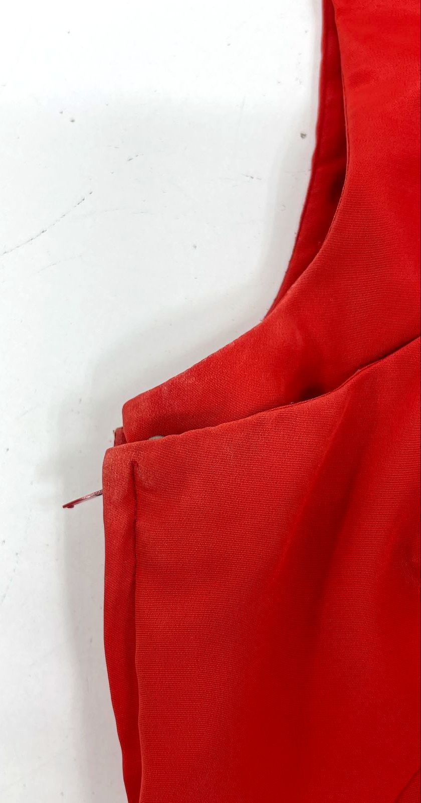 Vintage 60s Red Silk Cheongsam Qipao Dress Hand Beaded Phoenix Sz M