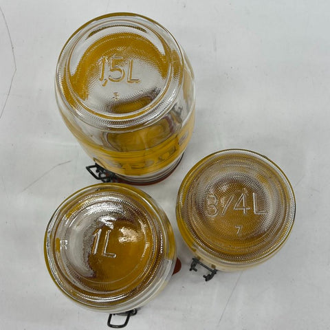 Vintage IAG Imperial Glass Canister Set 3pc Sugar Coffee Tea Yellow 1970s