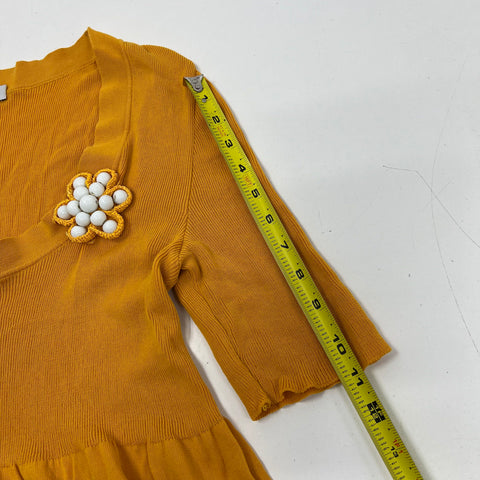 Vintage Y2K Moschino Cheap And Chic Yellow Ribbed Knit Peplum Top Women's