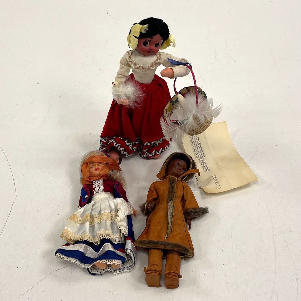 Vintage Lot of 3 International Cultural Souvenir Dolls 7-10" Oaxaca Mexico