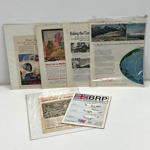 Vintage Car Ad & Train Ephemera Lot BRP Catalog Chrysler Canadian Pacific 1940s