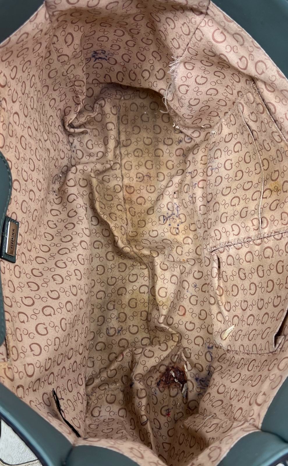 Guess Purse Lot 2 Handbags Blue Tote White Snakeskin Satchel Faux Leather