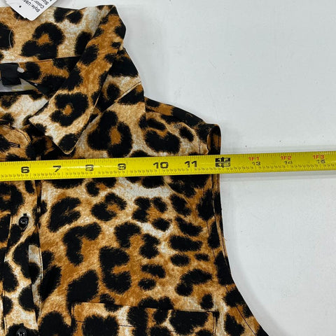 NWT Suzanne Betro Brown Leopard Print Sleeveless Shirt Jumpsuit Women's Size S