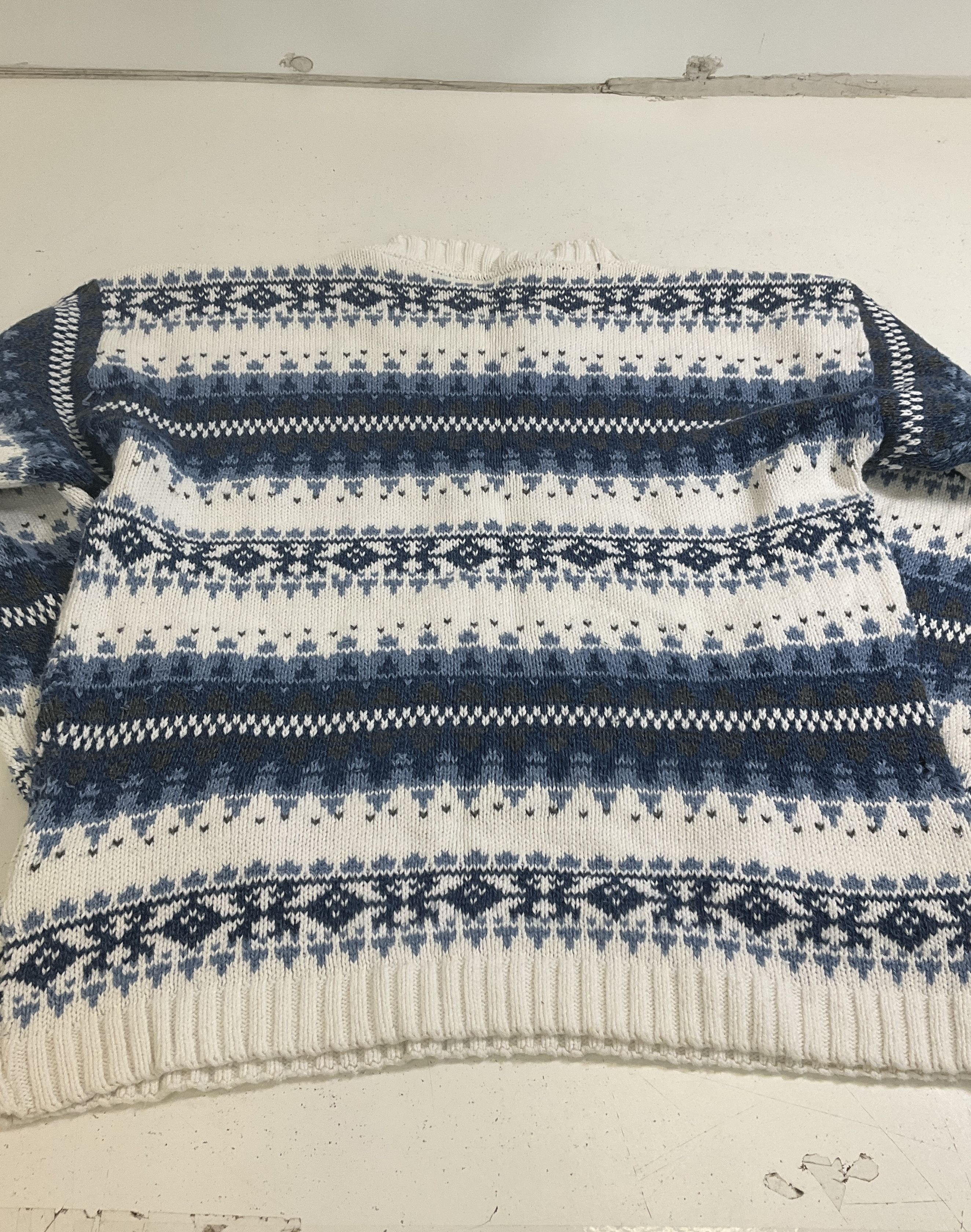 Vintage Sweater Lot 2 Towncraft Patchwork & Jessica Roberts Fair Isle Knit Sz L