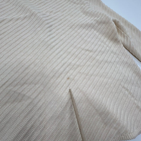 Vintage 90s Escada Margaretha Ley Cream Wool Ribbed Cardigan Sweater Womens 40