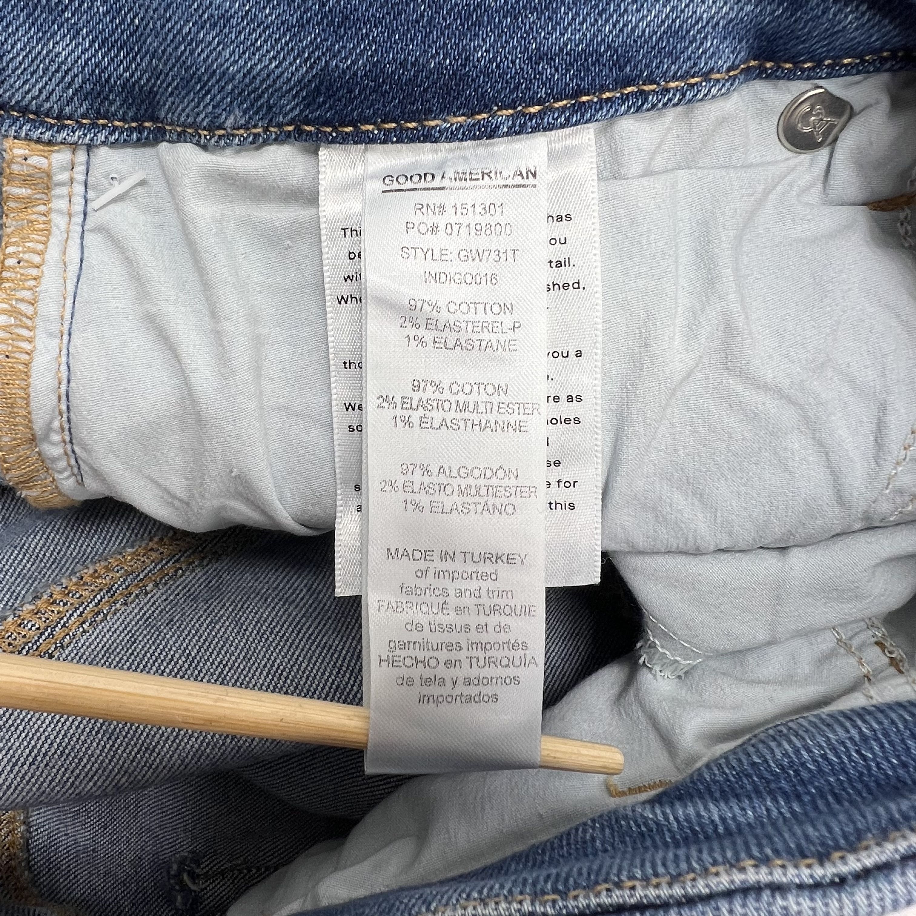 NWT Good American Good Waist Blue Distressed High Rise Skinny Jeans Women's 10