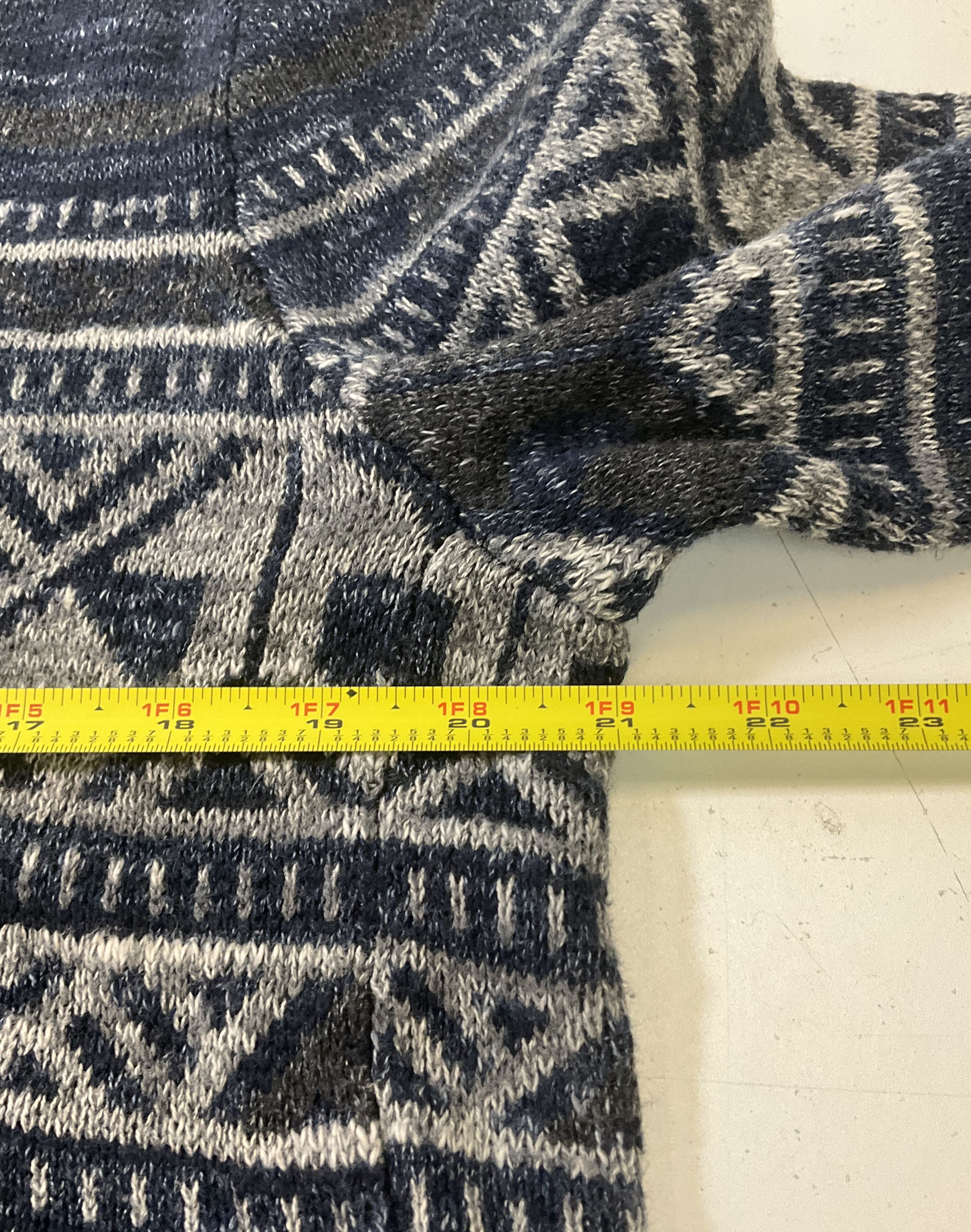 Lucky Brand Men's Blue Southwestern Pattern Shawl Neck Cardigan Size Medium