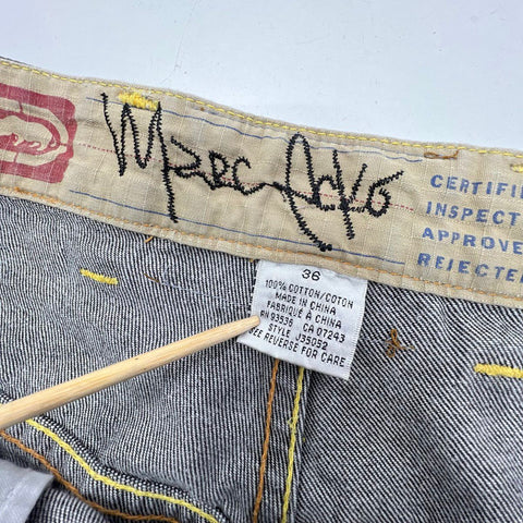 Vintage Y2K Marc Ecko Faded Black Rhino Carpenter Baggy Wide Leg Jeans Men's 36