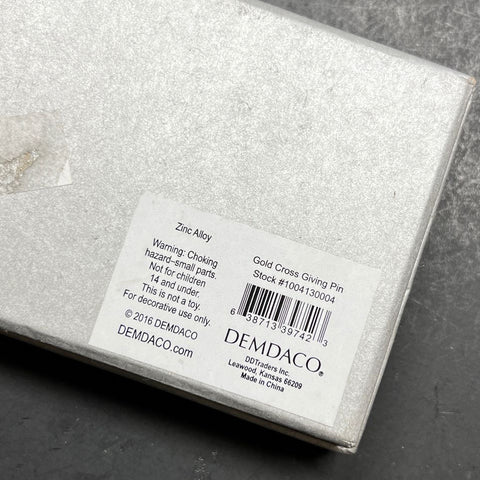 Demdaco Gold Tone Cross Giving Pin NIB