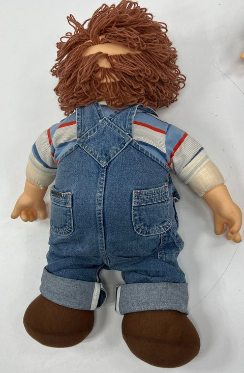 Vintage House of Loyd Style Dolls Lot of 2 Yarn Hair Boy Denim Overalls 1980s