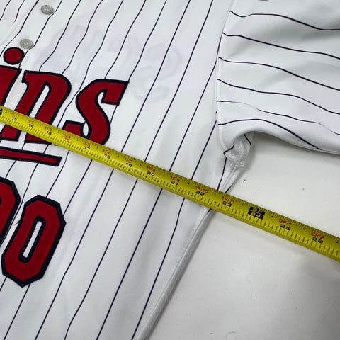 Vintage Rawlings Minnesota Twins MLB Jersey Stitched Pinstripe Schuster 00 Sz 44
