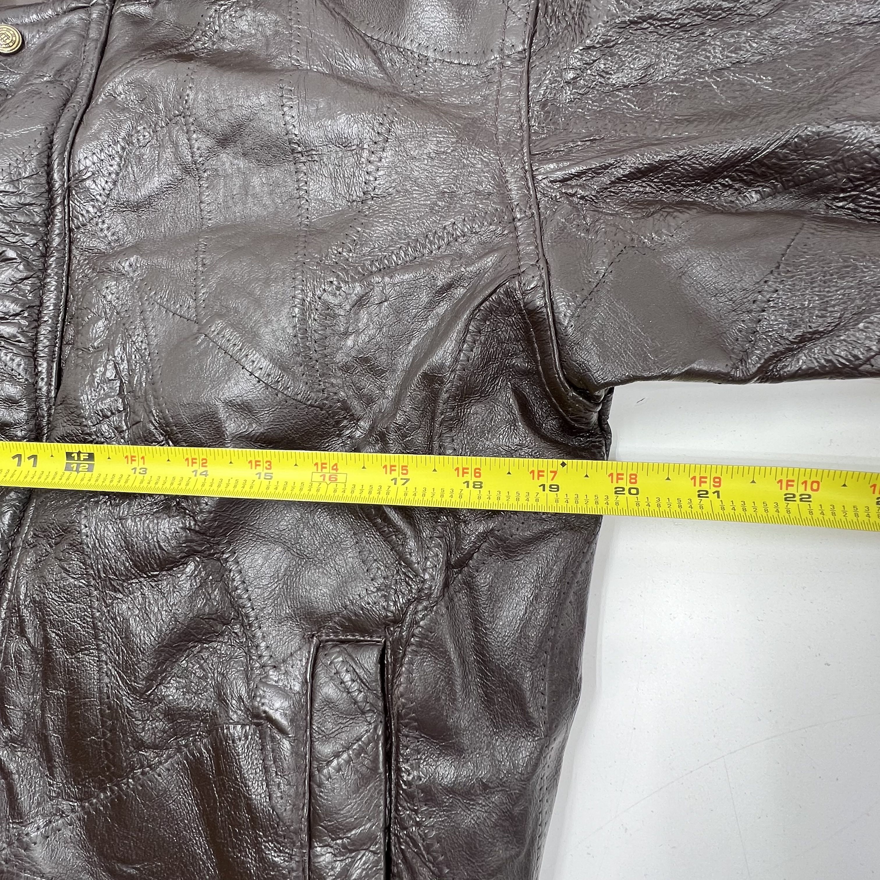 Vintage 90s Haband Brown Patchwork Genuine Leather Bomber Jacket Mens S